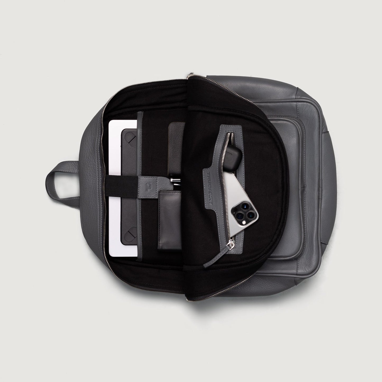 Philos gray leather backpack