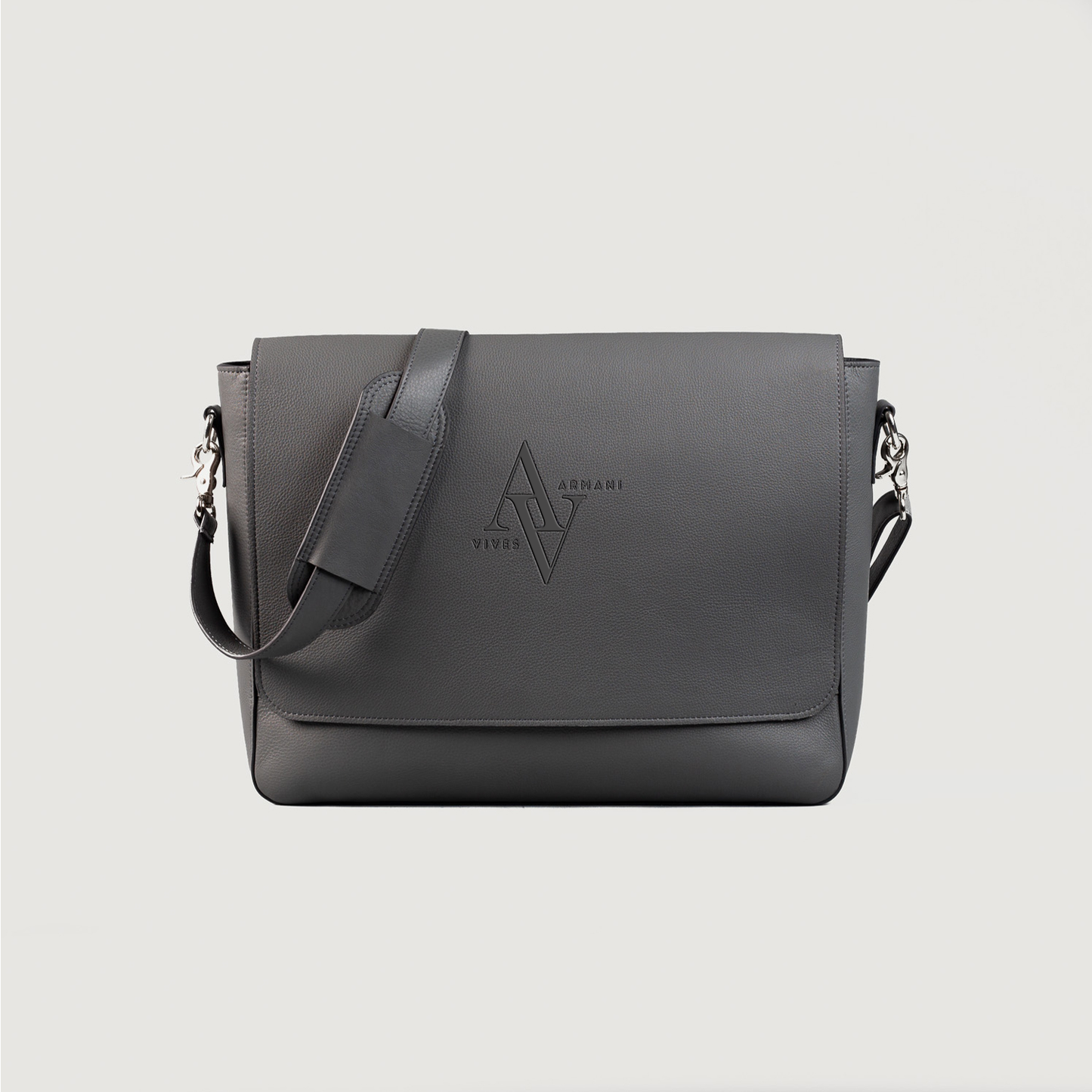 Charismatic gray leather shoulder bag