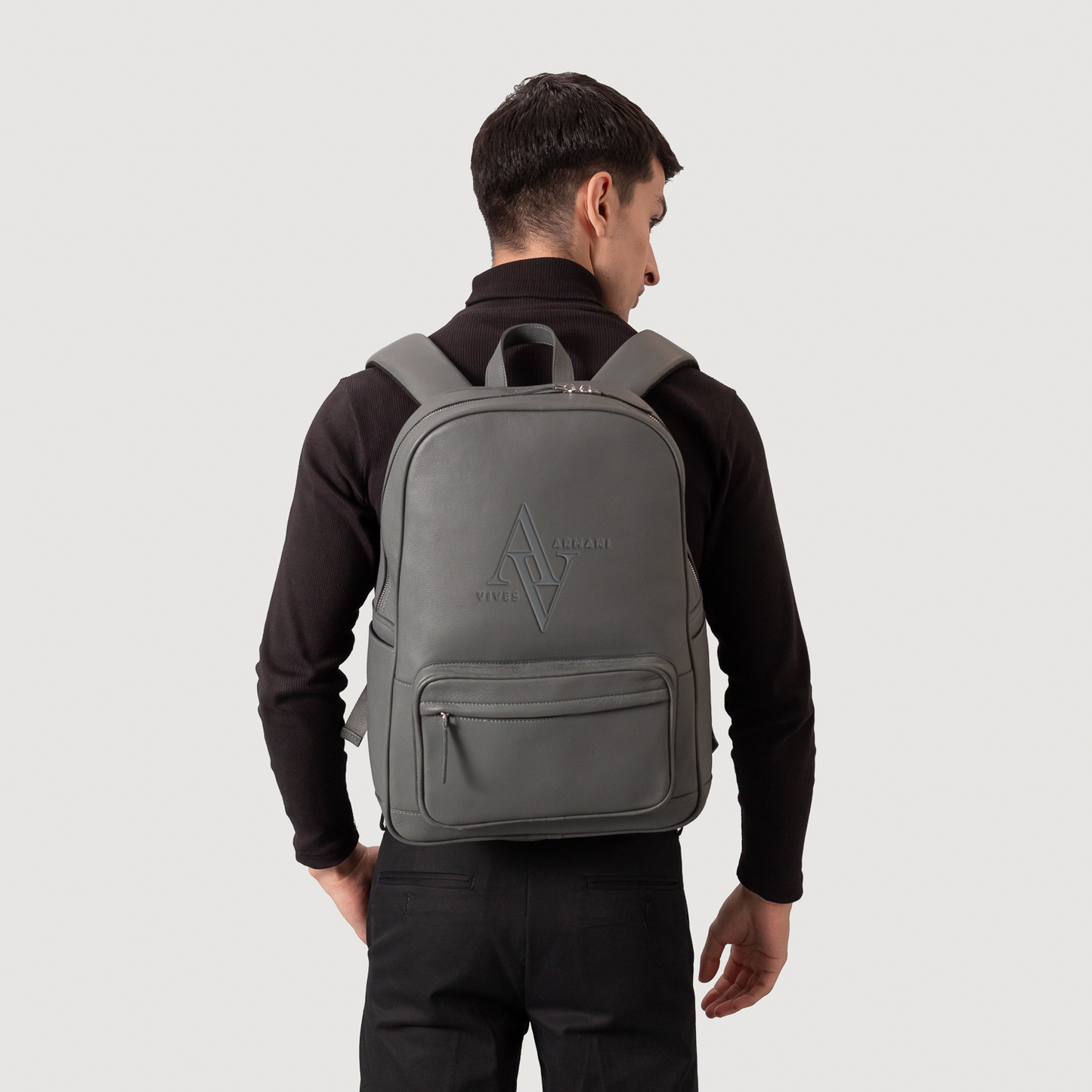Philos gray leather backpack