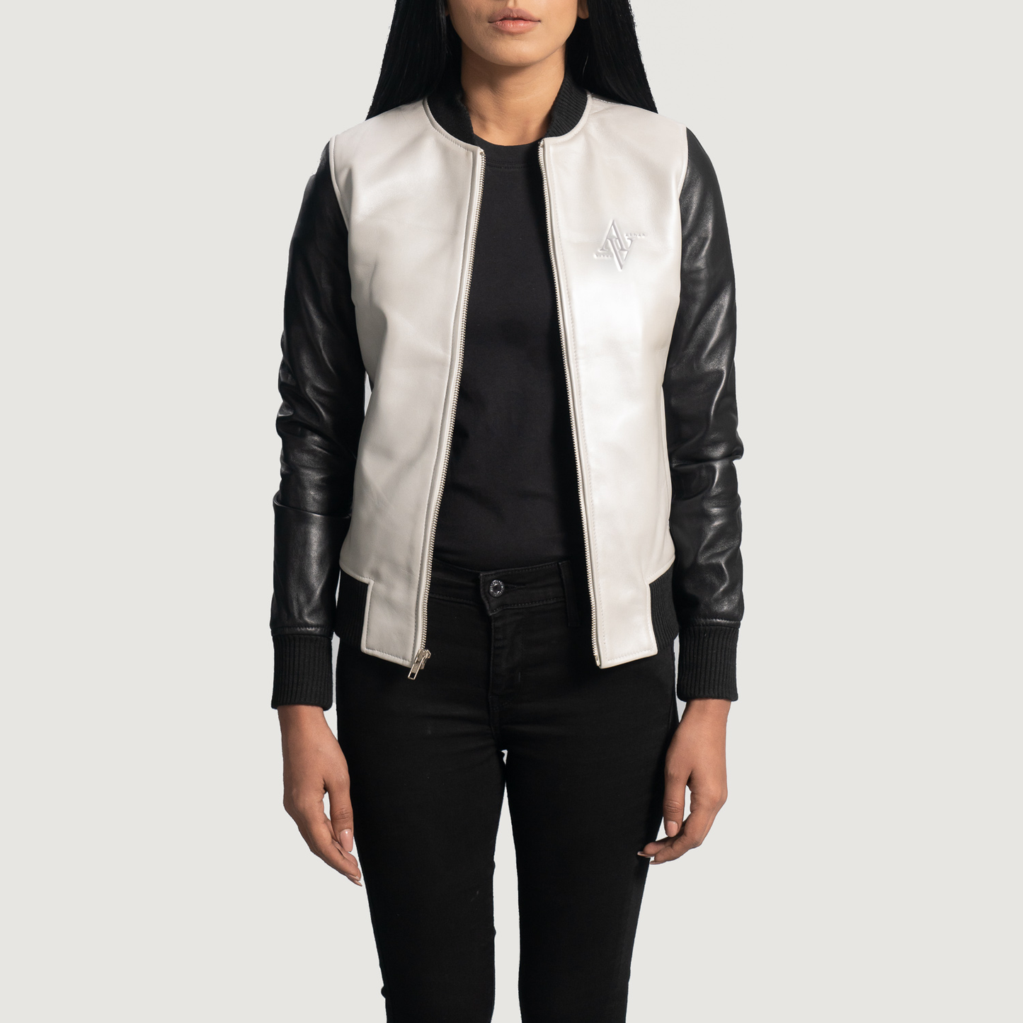 Cole Silver Leather Bomber Jacket