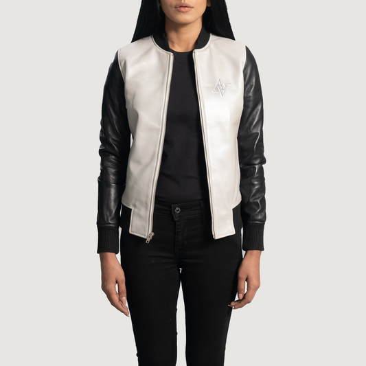 Cole Silver Leather Bomber Jacket