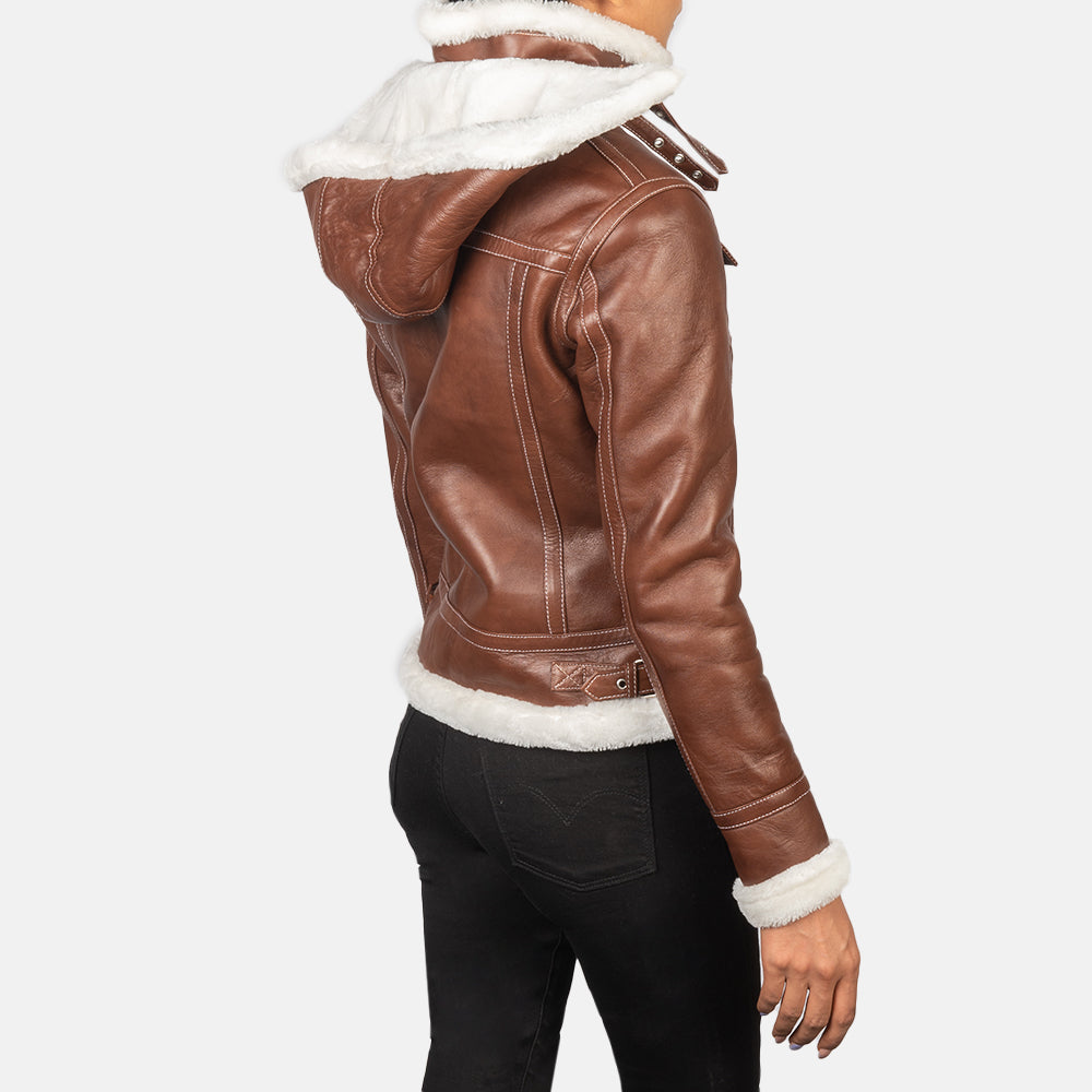 Brown Sheepskin Jacket with Hood