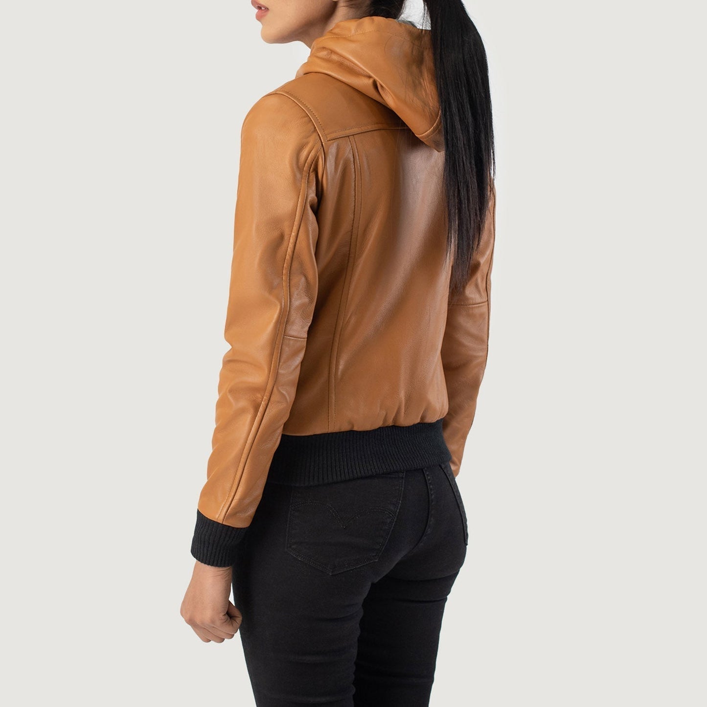 Brown hooded leather bomber jacket Armanivogue