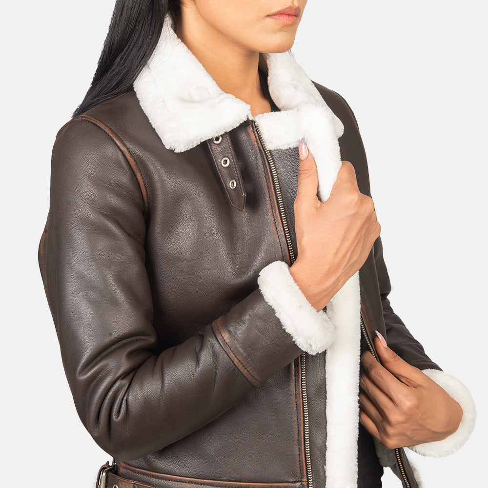 Classic Brown Leather Bomber Jacket