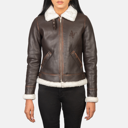 Classic Brown Leather Bomber Jacket