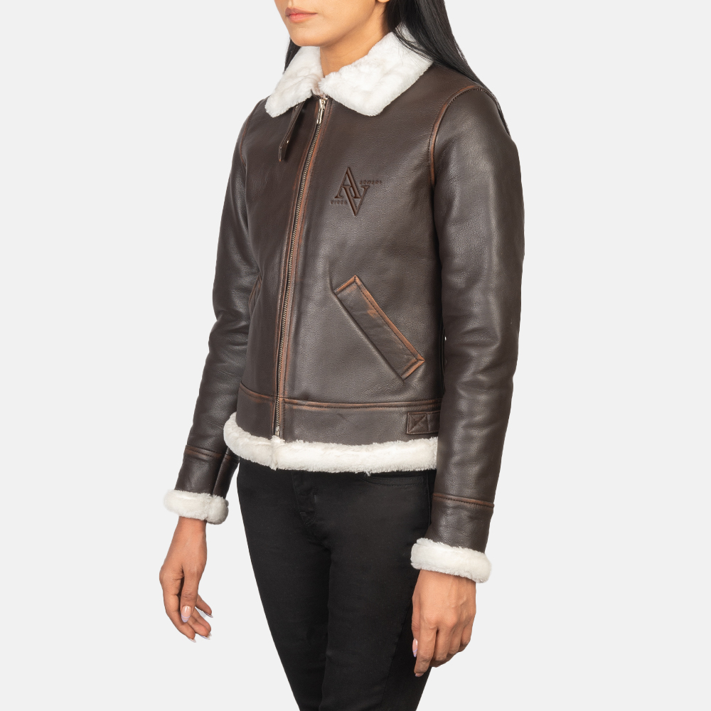 Classic Brown Leather Bomber Jacket