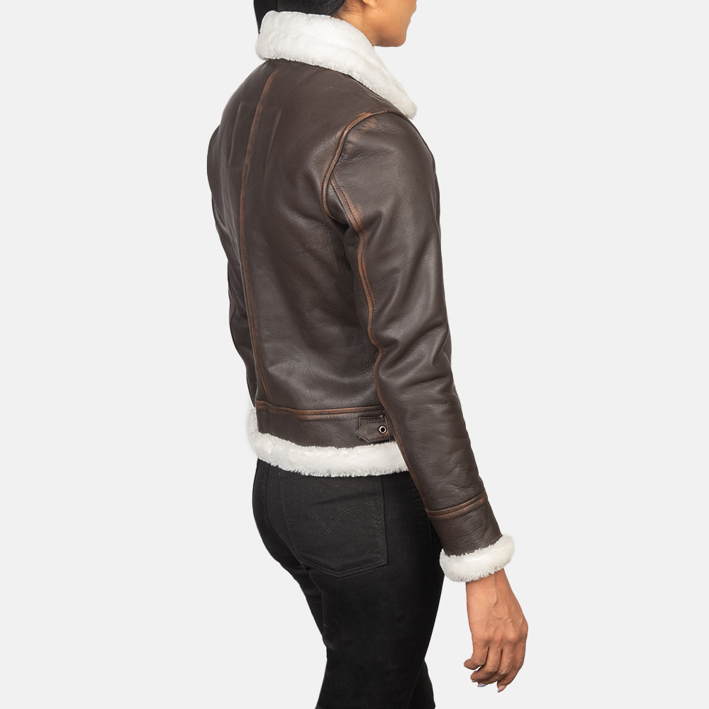 Classic Brown Leather Bomber Jacket